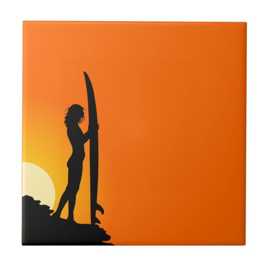 Surfer Girl Tile Tegeltje (Voorkant)