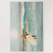 Surfer Girl Tropical Beach Blue Waves Legpuzzel (Verticaal)