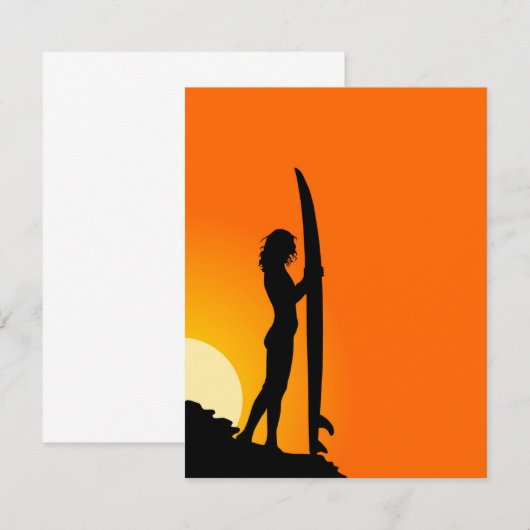 Surfer Girl Uitnodiging (Voorkant / Achterkant)