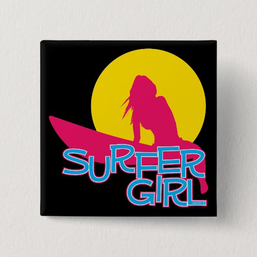 Surfer Girl Vierkante Button 5,1 Cm (Voorkant)