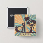 Surfer Girl Vierkante Button 5,1 Cm (Voorkant /achterkant)