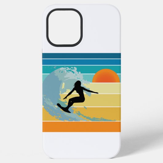 Surfer Girl Vintage Zonsondergang iPhone Hoesje (Achterkant)