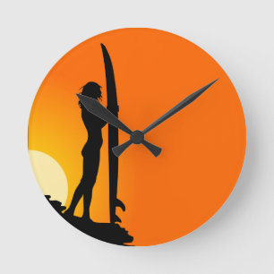 Surfer Girl wandklok