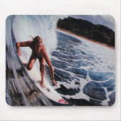 Surfer Girl Wave Riding in Australische watersport Muismat (Voorkant)