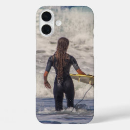 Surfer Girl Waves iPhone 16 Plus Hoesje