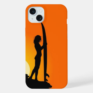 Surfer Girl Zonsondergang iPhone 15 Plus Case
