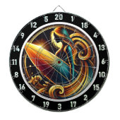 Surfer Glow met Golden Sunset Design Dartbord (Voorkant)