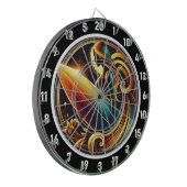 Surfer Glow met Golden Sunset Design Dartbord (Voorkant Links)