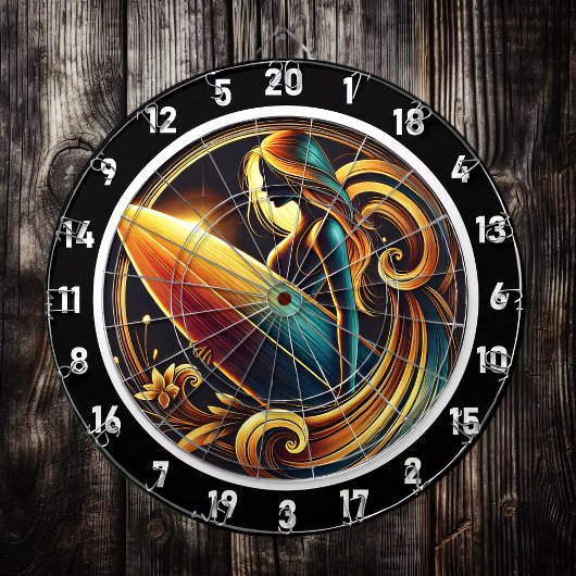 Surfer Glow met Golden Sunset Design Dartbord