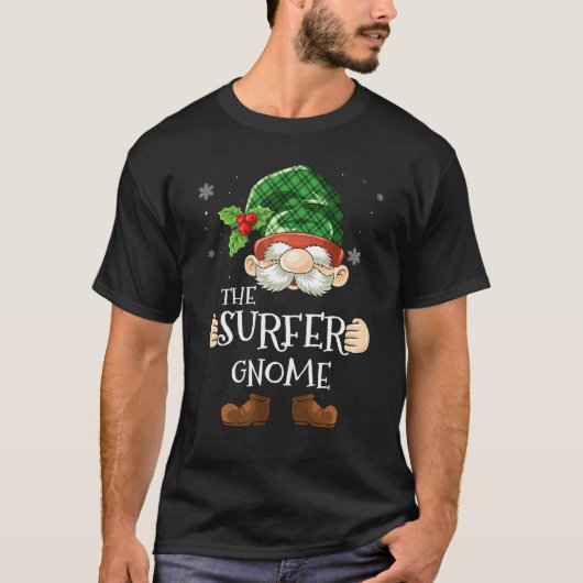 Surfer Gnome Matching Family Kerstparty Pajam T-shirt (Voorkant)