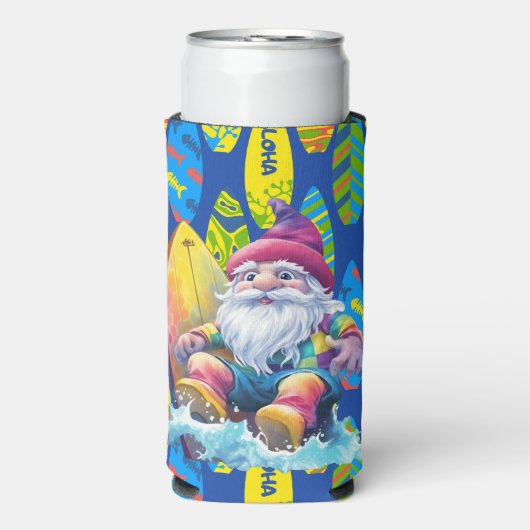 Surfer Gnome Seltzer Blikjeskoeler (Seltzer Voorkant)