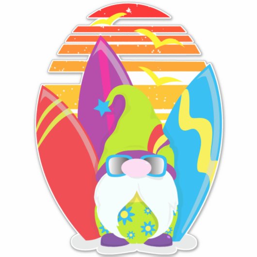 Surfer Gnome Sticker (Voorkant)