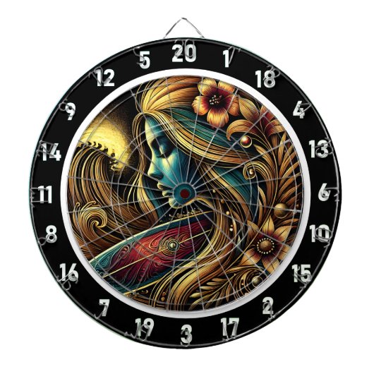 Surfer Golden Sunset Glow Art Dartbord (Voorkant)