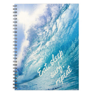 Surfer Golf Oceaan Blauw Wit Eten Slapen Surfen He Notitieboek