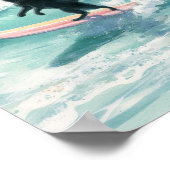 Surfer grillige zwarte kat Waterverf kunst Poster (Hoek)