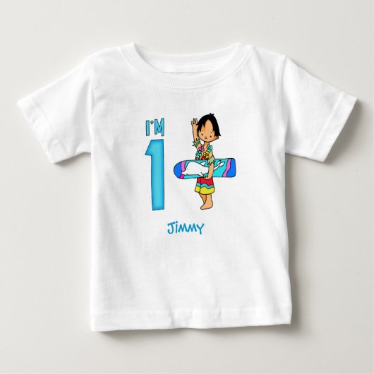 Surfer guy 1 geboorte Baby T-Shirt (Voorkant)