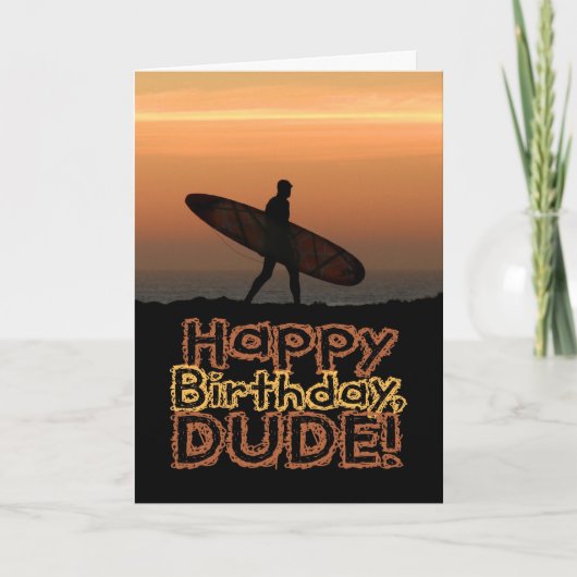 Surfer guy Birthday Kaart (Voorkant)
