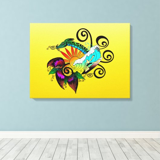 Surfer guy Cartoon Canvas Afdruk (Insitu (Houten vloer))