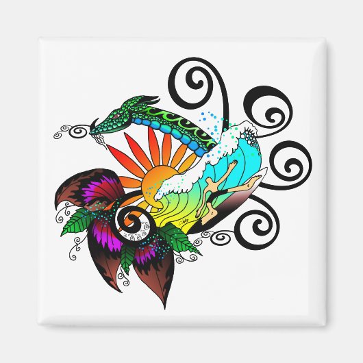 Surfer guy Cartoon Magneet (Voorkant)