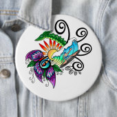 Surfer guy Cartoon Ronde Button 6,0 Cm (In situ)