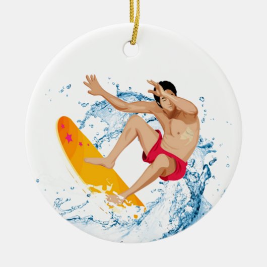 Surfer Guy Keramisch Ornament (Voorkant)