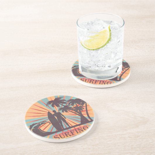 Surfer Guy Sandstone Onderzetter (Zijkant)