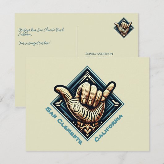 Surfer Hand-symbool Briefkaart (Voorkant / Achterkant)