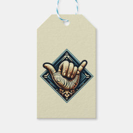 Surfer Hand-symbool Cadeaulabel
