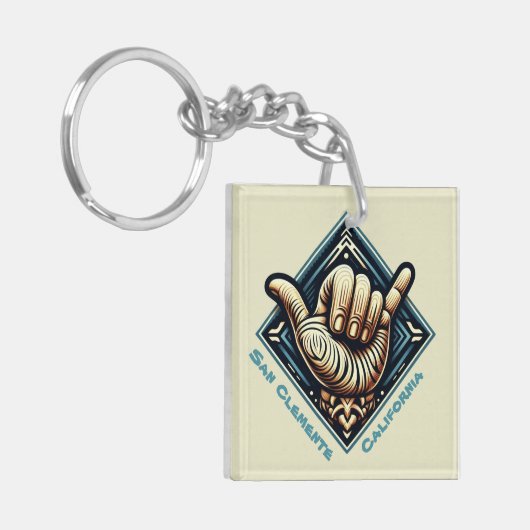 Surfer Hand-symbool Sleutelhanger (Voorkant Links)