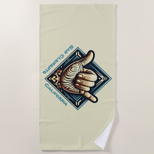 Surfer Hand Symbool Strandlaken (Voorkant)