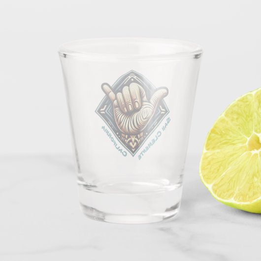 Surfer Handsymbool Shot Glas (Achterkant)