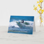 Surfer Happy Birthday achterkleinzoon Kaart (Gele Bloem)