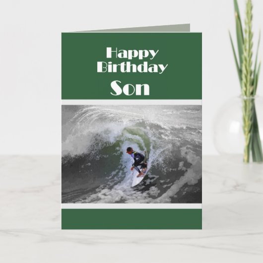 Surfer Happy Birthday Son Card Kaart (Voorkant)