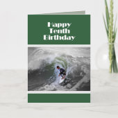 Surfer Happy Tiende Verjaardag Kaart (Voorkant)