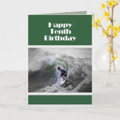 Surfer Happy Tiende Verjaardag Kaart (Gele Bloem)