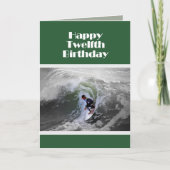 Surfer Happy Twelfth Birthday Kaart (Voorkant)