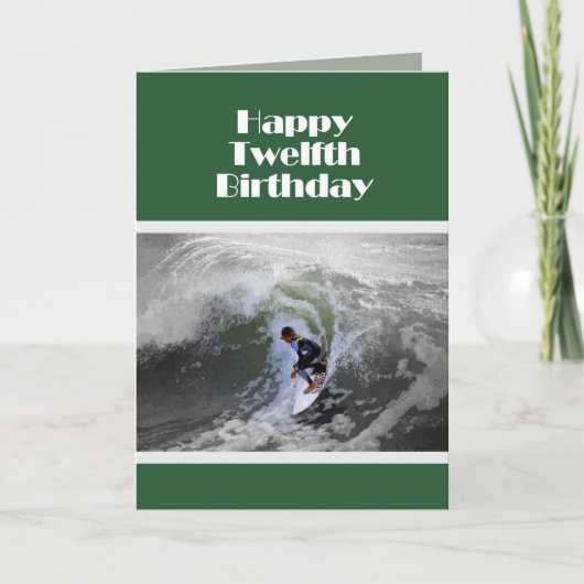 Surfer Happy Twelfth Birthday Kaart (Voorkant)