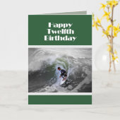 Surfer Happy Twelfth Birthday Kaart (Gele Bloem)