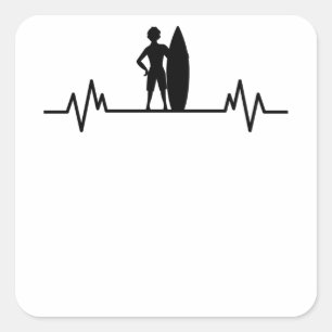 Surfer hartslaggolven surfende golven die golven d vierkante sticker