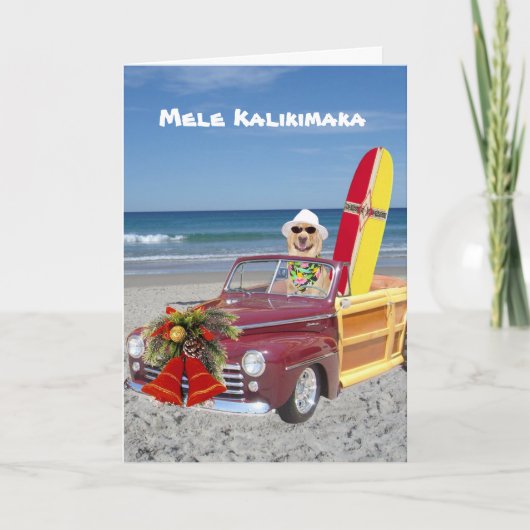 Surfer/Hawaiiaanse kerst Feestdagen Kaart (Voorkant)