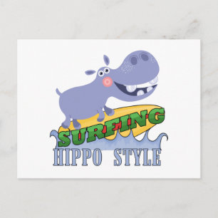 Surfer Hippopotamus Briefkaart
