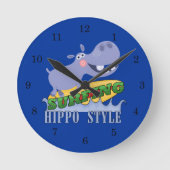 Surfer Hippopotamus Ronde Klok (Voorkant)