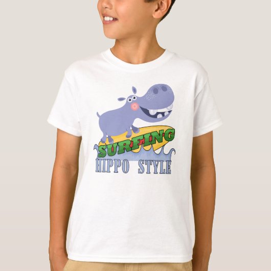 Surfer Hippopotamus T-shirt (Voorkant)