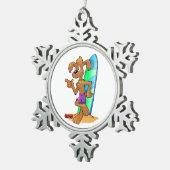 SURFER HOND TIN SNEEUWVLOK ORNAMENT (Rechts)