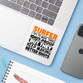 Surfer Ik probeer dingen grappig te maken surfen Sticker (Laptop met iPhone)