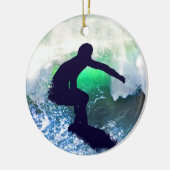 Surfer in Big Wave Keramisch Ornament (Links)