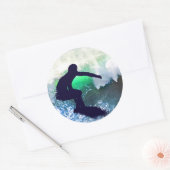 Surfer in Big Wave Ronde Sticker (Envelop)