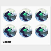 Surfer in Big Wave Ronde Sticker (Vel)