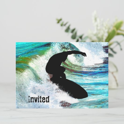 Surfer in Curling Wave Kaart (Staand voorkant)