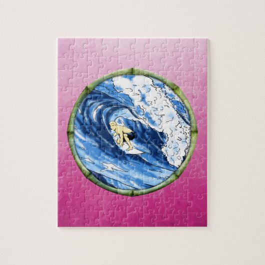 Surfer in de Cirkel van het Bamboe Legpuzzel (Verticaal)